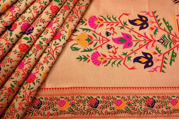 Orange_Woven_Banarasi_Silk_Blend,_Jacquard_Saree_with_Saree_Cover